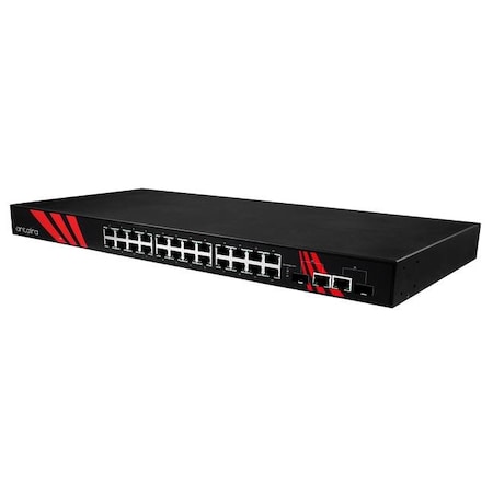 Antaira 26-Port Industrial 1U 19 Rackmount Gigabit Unmanaged Ethernet Switch LNX-2602G-SFP-T